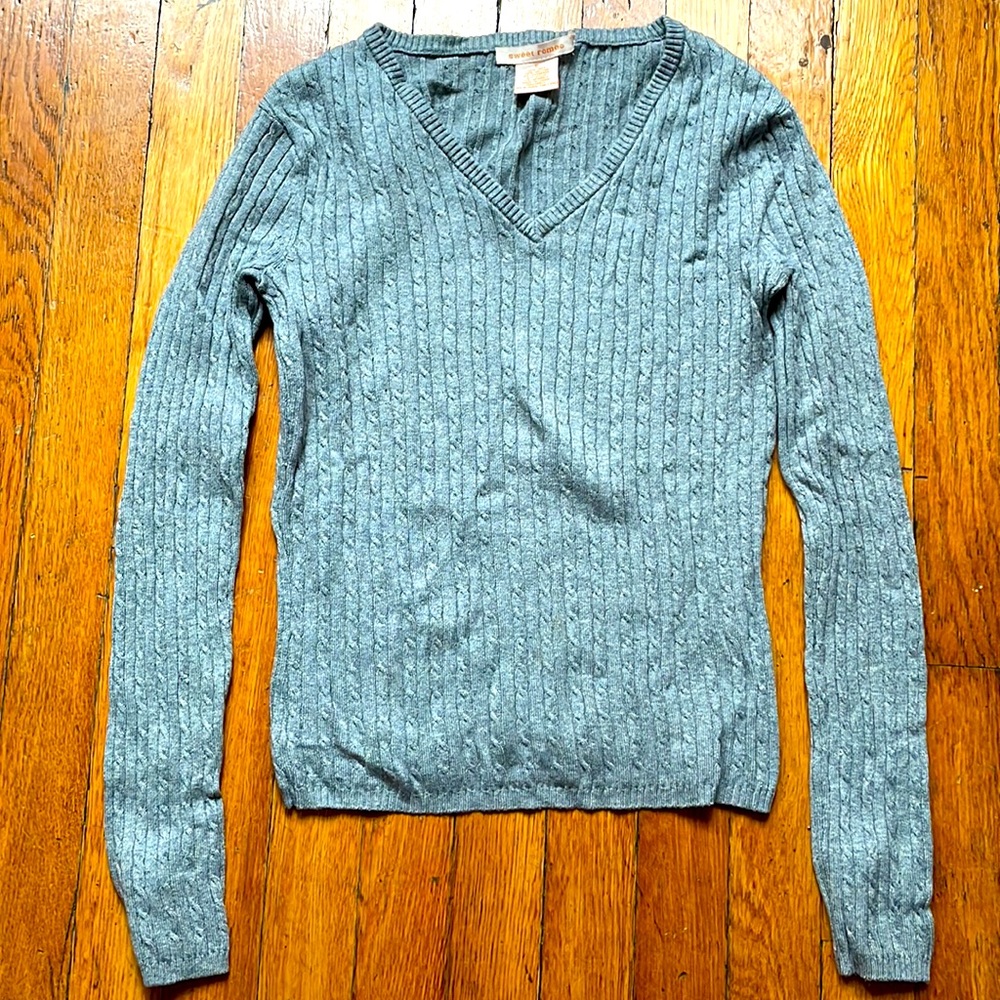 Sweet Romeo Grey V Neck Sweater